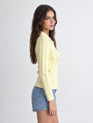 Blusa Manga Larga Trenzada Cuello Sport