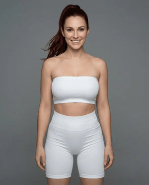 Strapless Ribbed Bandeau Top Blanco Viva Rouss