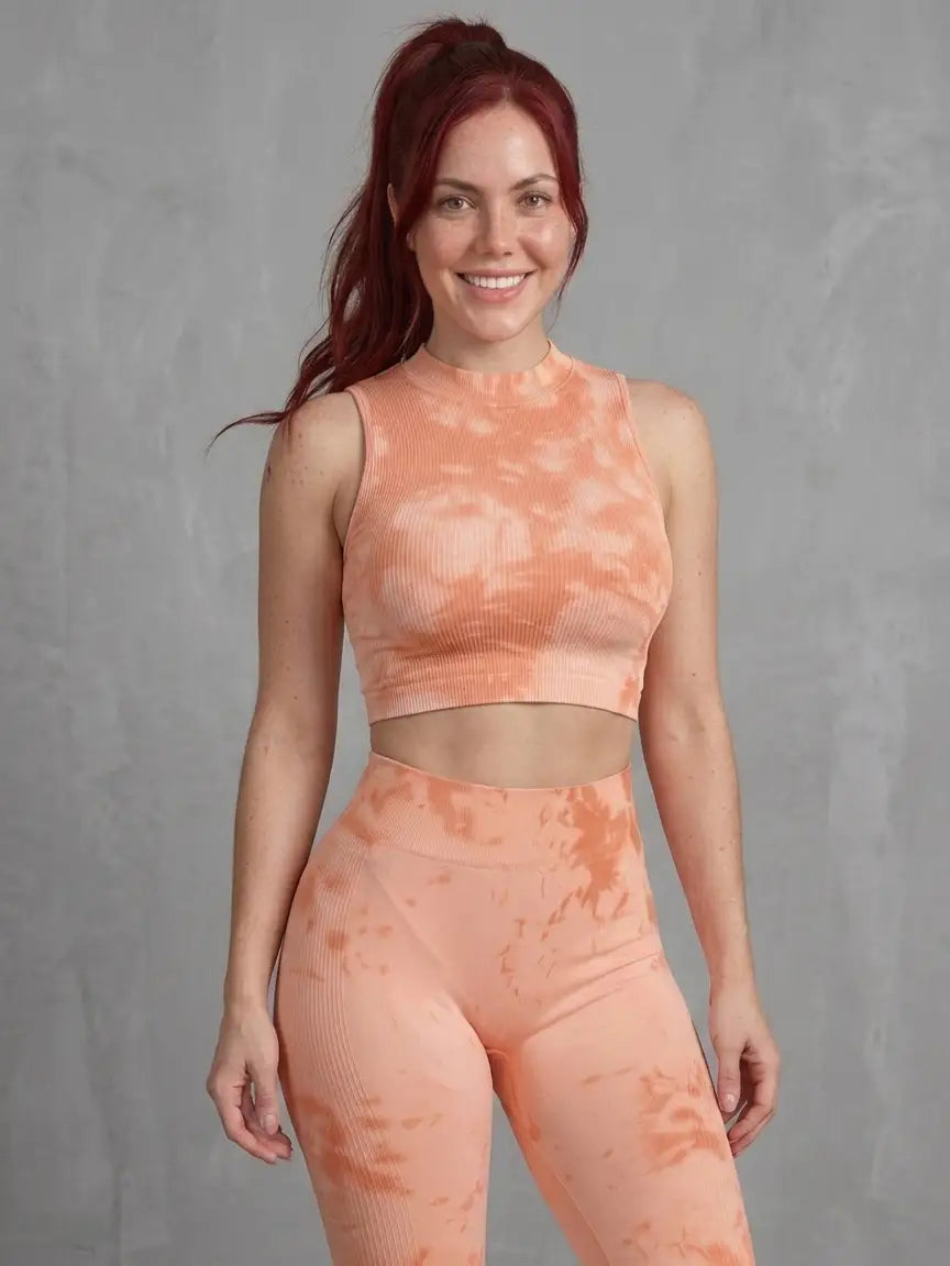 Tie-Dye Seamless Activewear Set Melón deslavado Viva Rouss