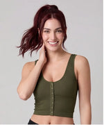 Ribbed Crop Top with Gold Snap Detail  Viva Rouss