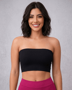 Strapless Ribbed Bandeau Top Negro Viva Rouss