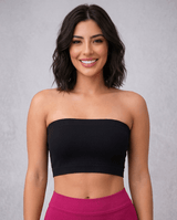 Strapless Ribbed Bandeau Top Negro Viva Rouss