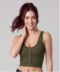 Crop Top Acanalado con Broches Dorados